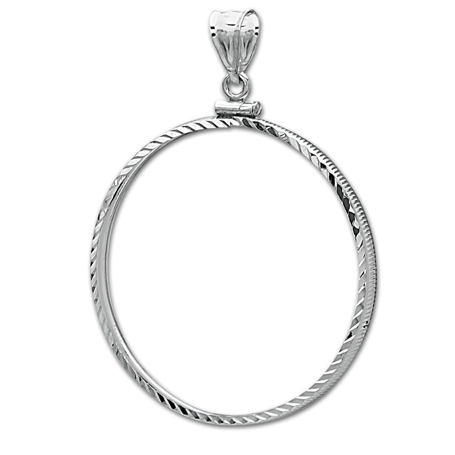 Buy Sterling Silver Screw Top Diamond Cut Coin Bezel - 39.4 mm