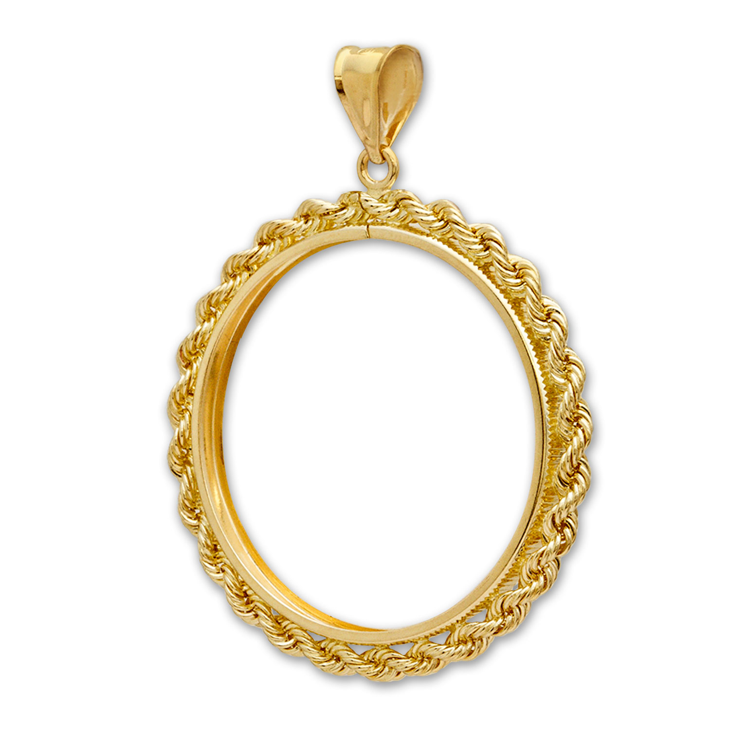 Buy 14K Gold Prong Rope Polished Coin Bezel - 22 millimeter