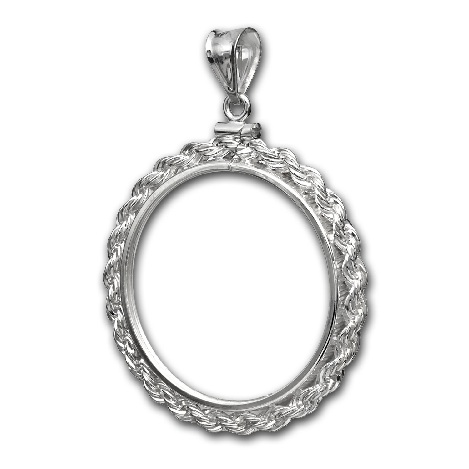 Buy Sterling Silver Screw Top Rope Polished Coin Bezel - 39.4 mm - Click Image to Close