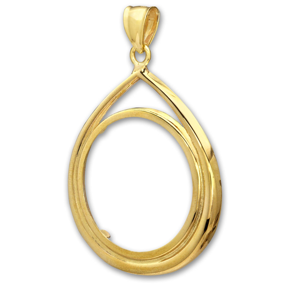 Buy 14K Gold Prong Tear Drop Coin Bezel - 32.7 mm