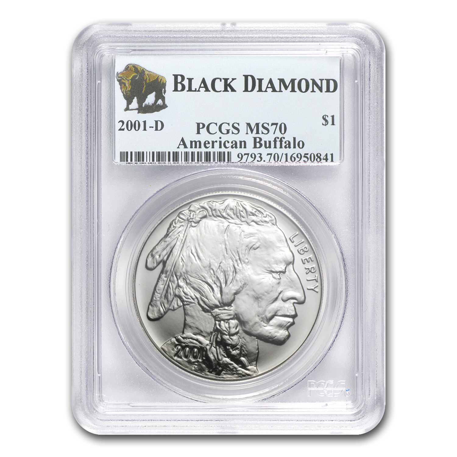 Buy 2001-D Buffalo Black Diamond $1 Silver Commem MS-70 PCGS