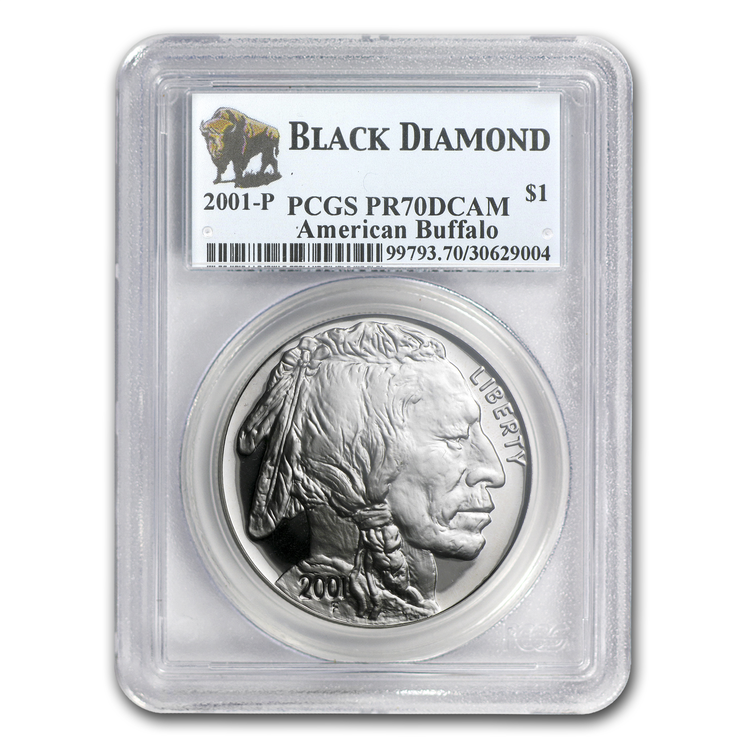 Buy 2001-P Buffalo Black Diamond $1 Silver Commem PR-70 PCGS