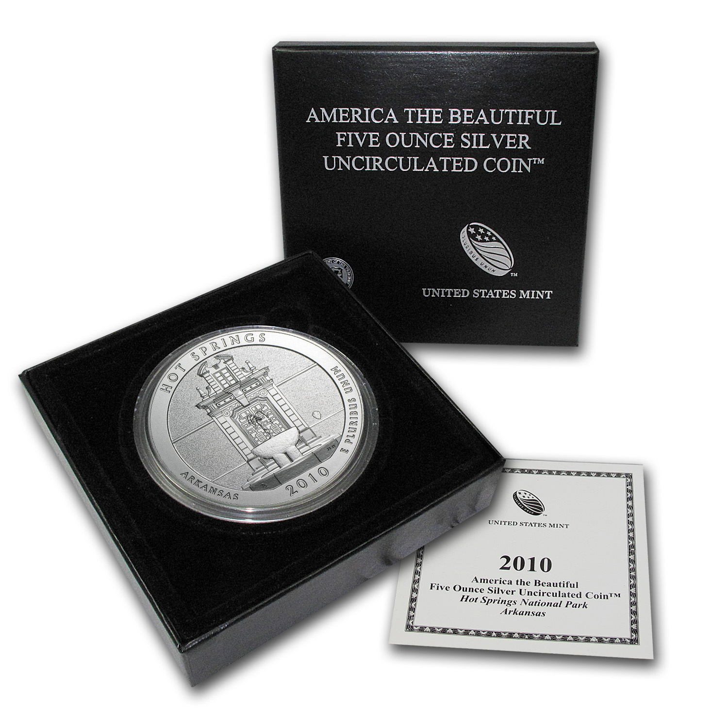 Buy 2010-P 5 oz Silver ATB Hot Springs (w/Box & COA)