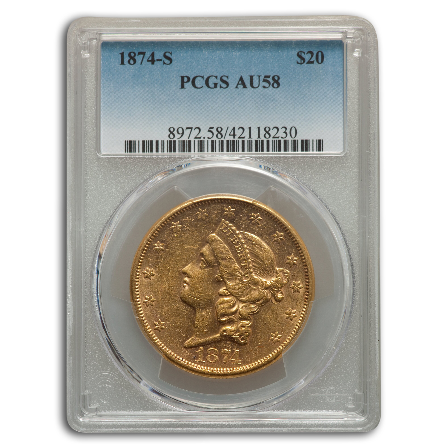 Buy 1874-S $20 Liberty Gold Double Eagle AU-58 PCGS