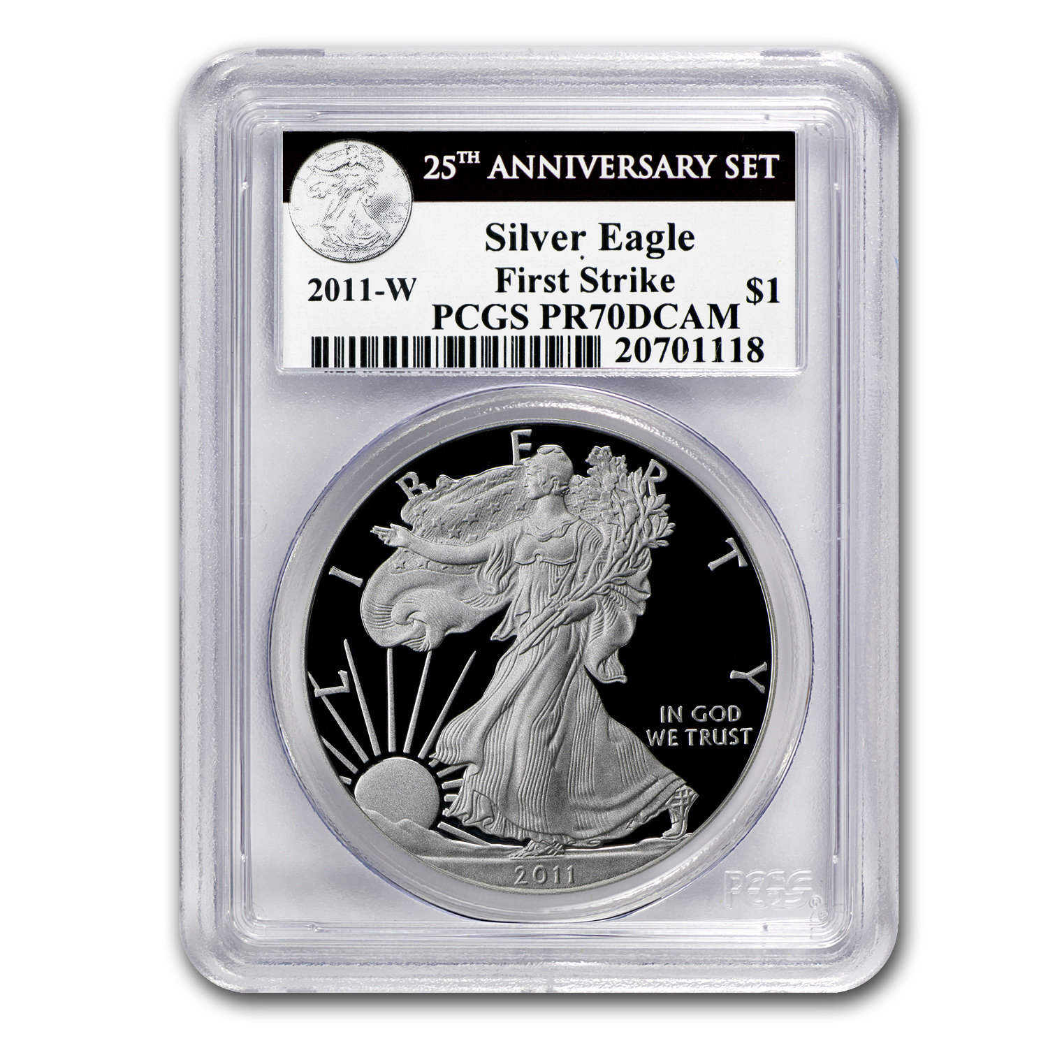 Buy 2011-W Proof Silver Eagle PR-70 PCGS (FS, 25th Anniv, BL)