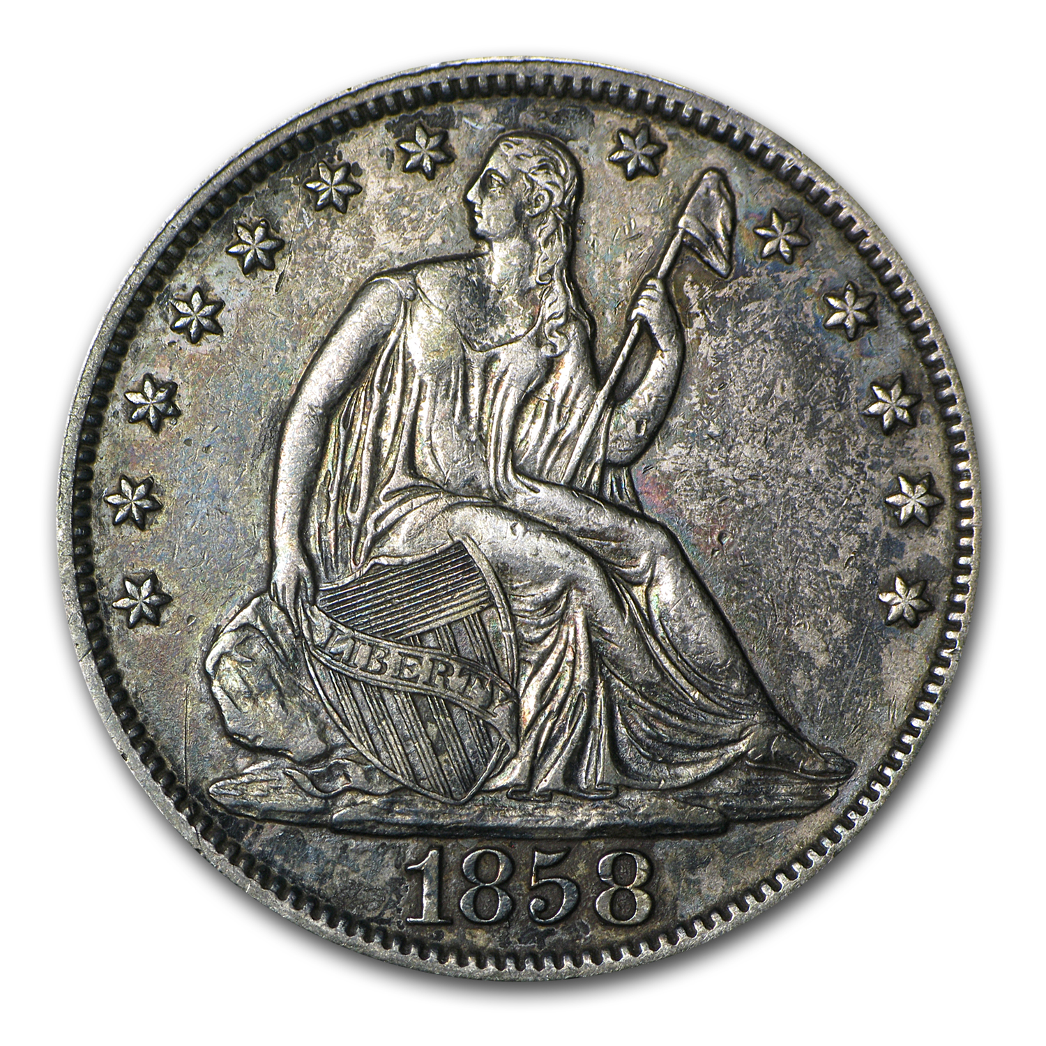 Buy 1858 Liberty Seated Half Dollar AU