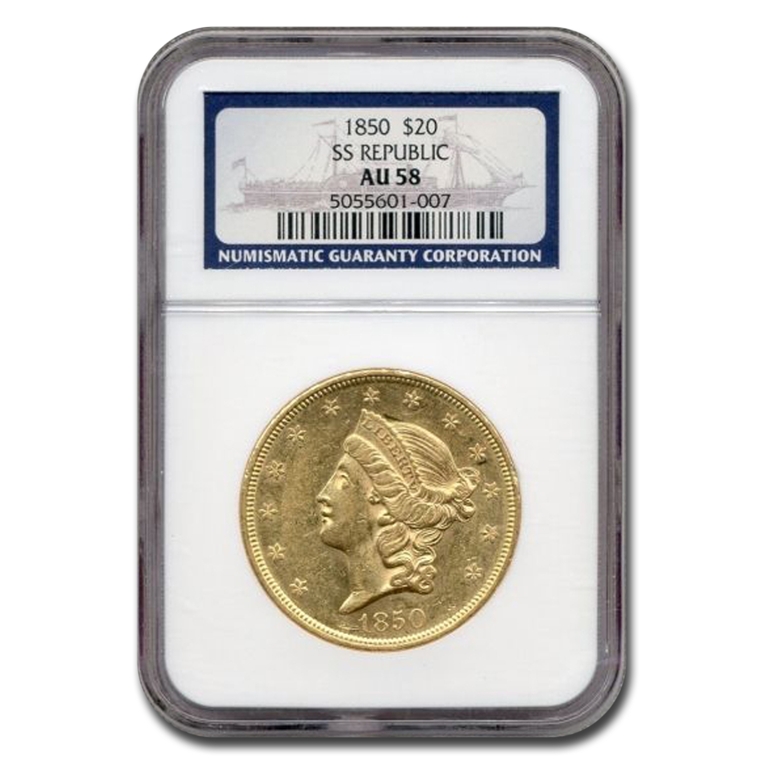 Buy 1850 $20 Liberty Gold Double Eagle AU-58 NGC (SS Republic)