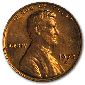 Buy 1970-S Lincoln Cent Large Date BU (Red)