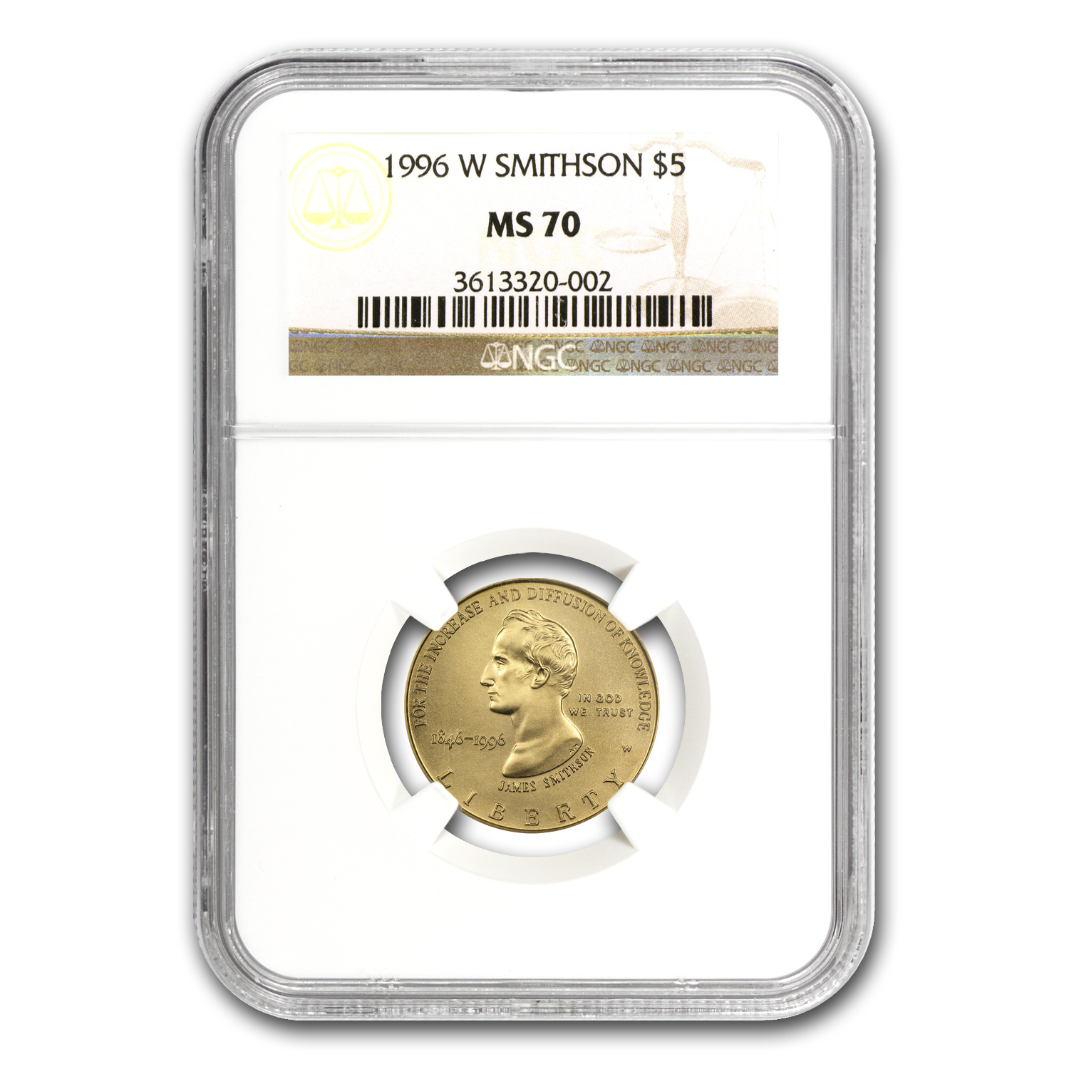 Buy 1996-W Gold $5 Commem Smithsonian Anniversary MS-70 NGC