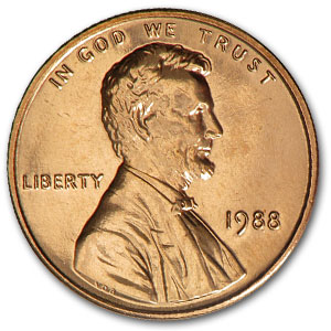 Buy 1988 Lincoln Cent BU (Red)