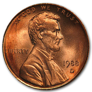 Buy 1988-D Lincoln Cent BU (Red)