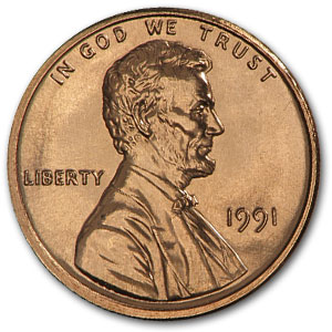 Buy 1991 Lincoln Cent BU (Red)