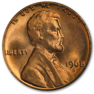 Buy 1968-S Lincoln Cent BU (Red)