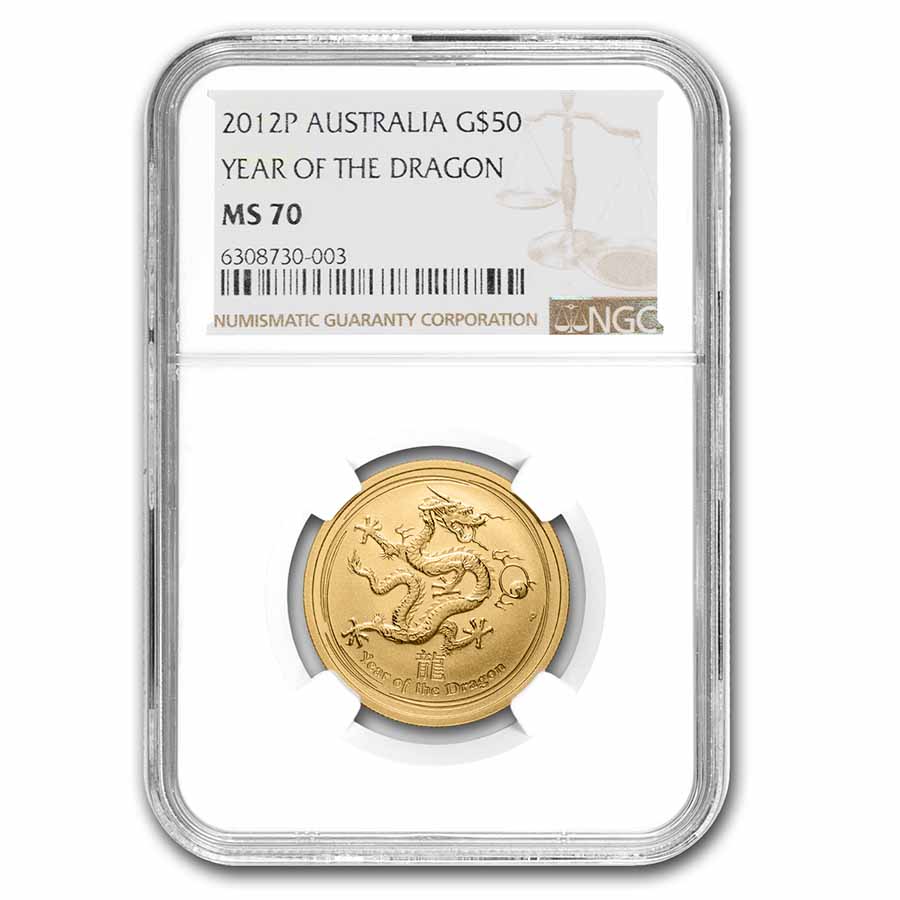 Buy 2012 1/2 oz Gold Lunar Year of the Dragon MS-70 NGC (Series II)