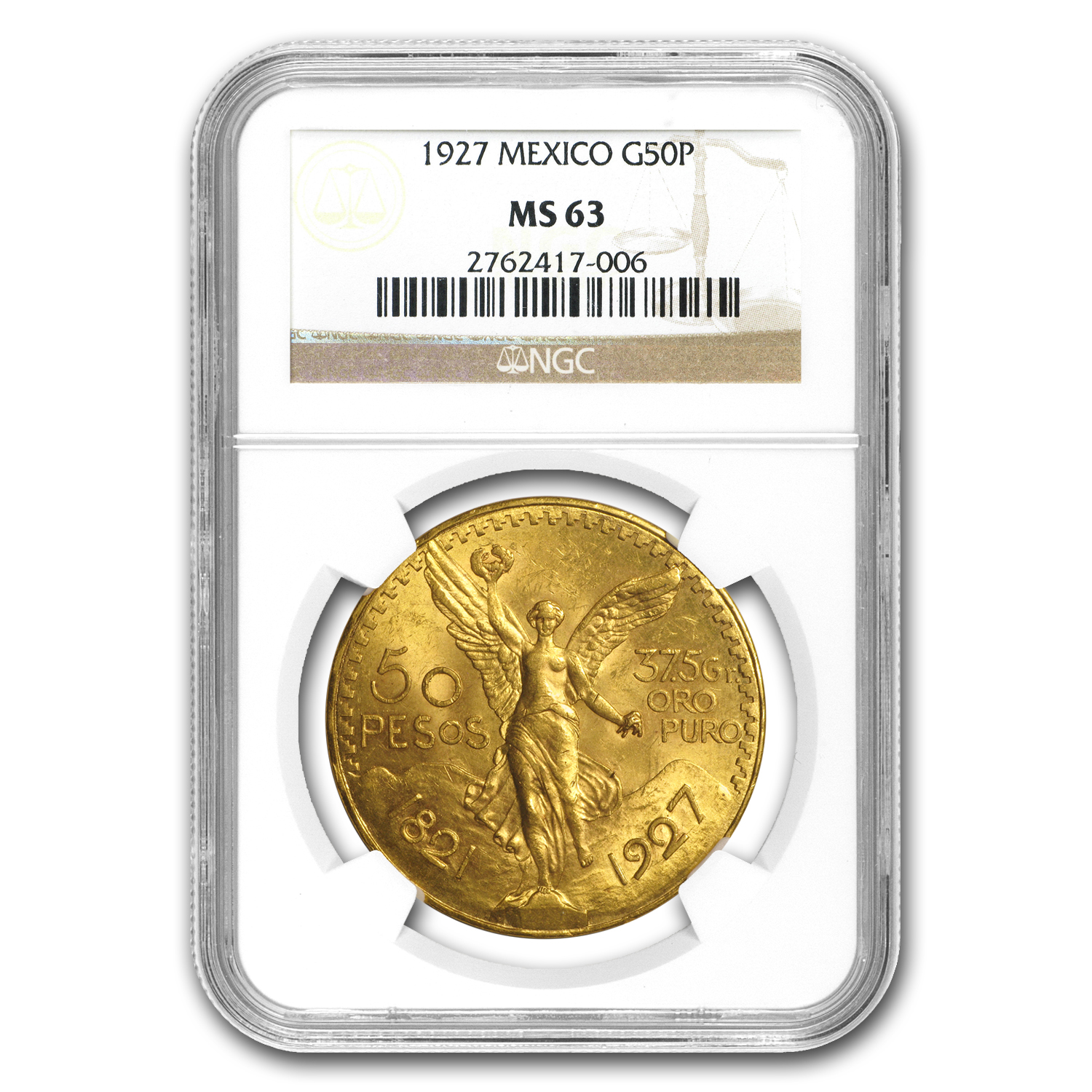 Buy 1927 Mexico Gold 50 Pesos MS-63 NGC