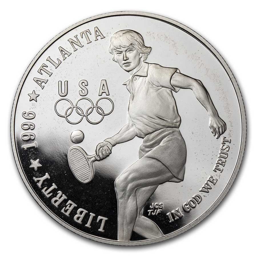 Buy 1996-P Olympic Tennis $1 Silver Commem Proof (w/Box & COA)