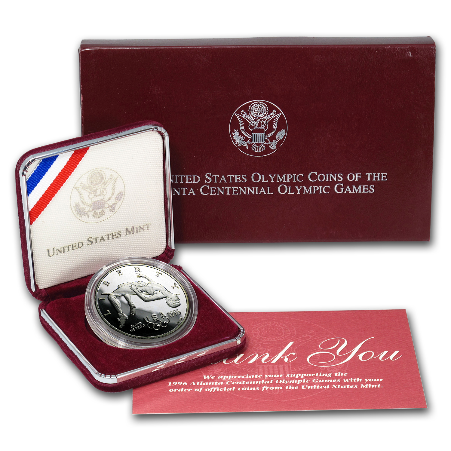 Buy 1996-P Olympic High Jump $1 Silver Commem Proof (w/Box & COA)