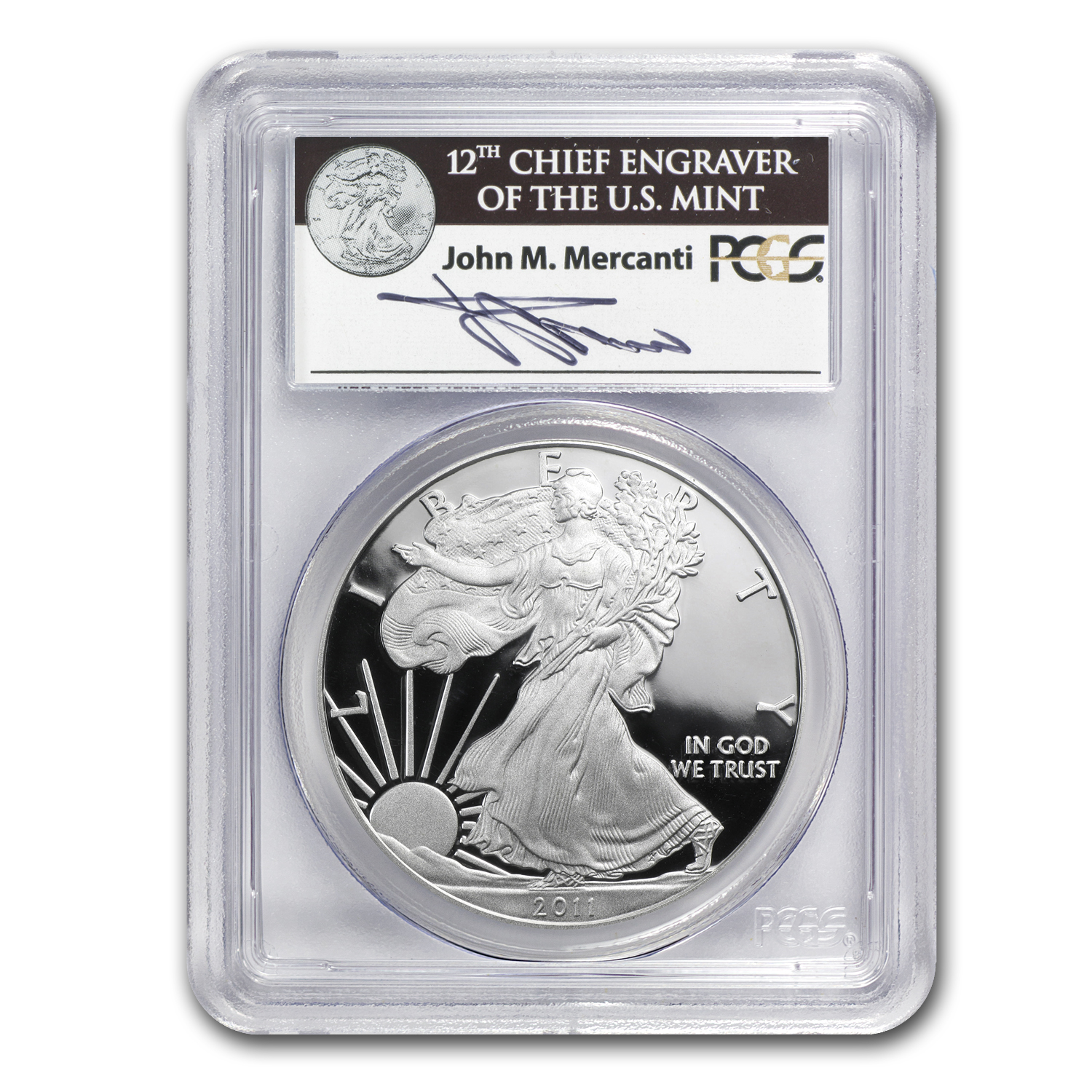 Buy 2011-W Proof Silver Eagle PR-70 PCGS (FS, 25th Anniv, Mercanti)