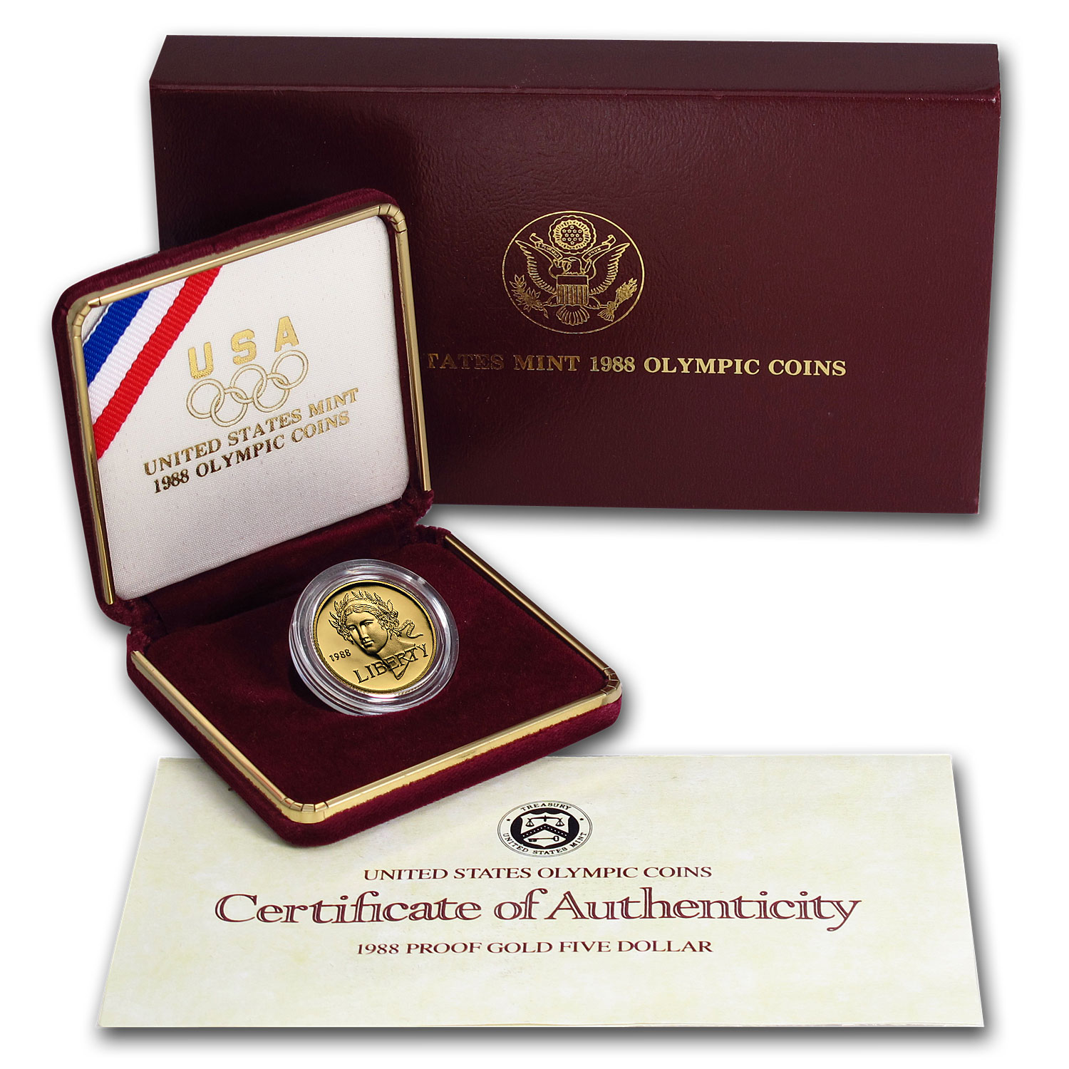 Buy 1988-W Gold $5 Commem Olympic Proof (w/Box & COA)