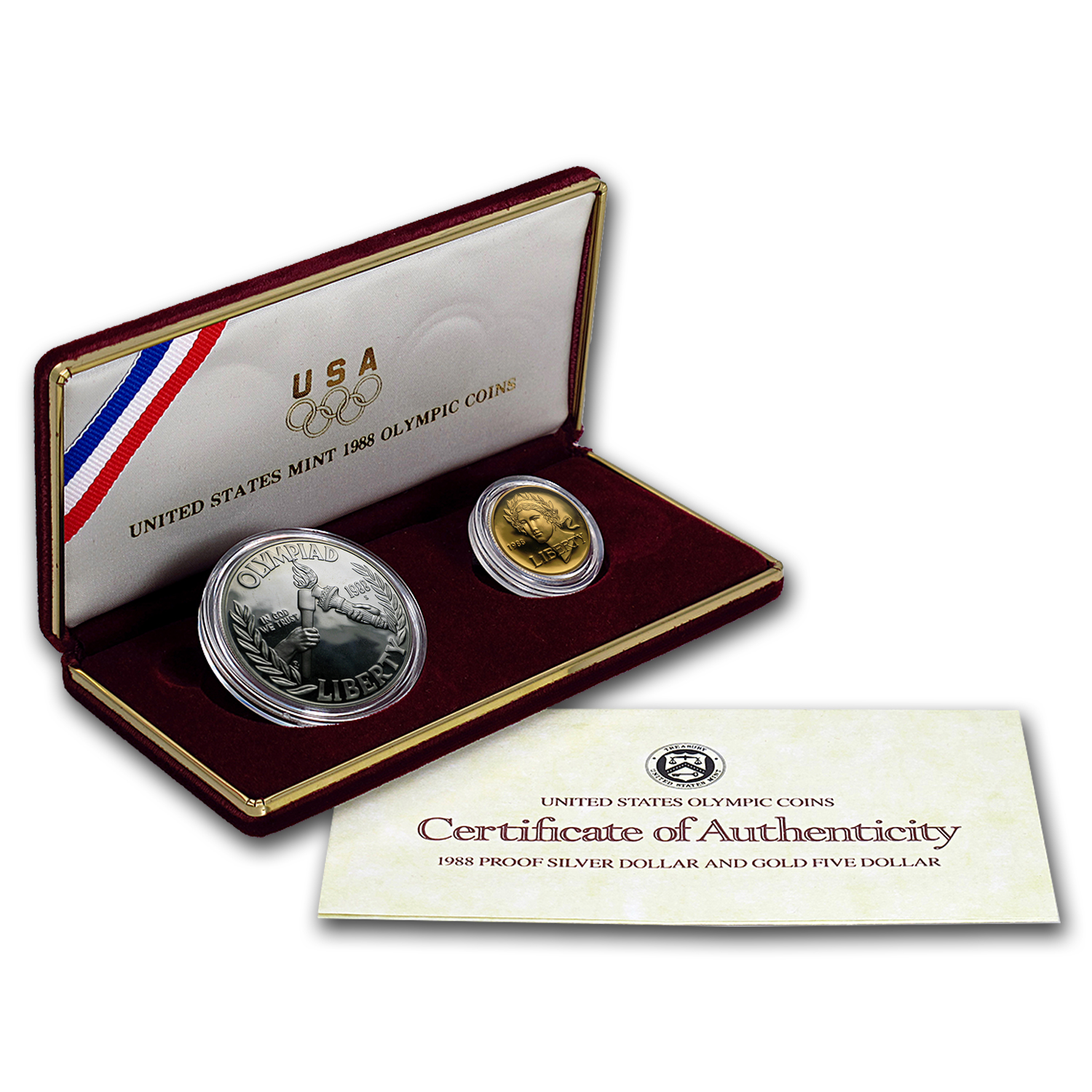Buy 1988 2-Coin Commem Olympic Proof Set (w/Box & COA)