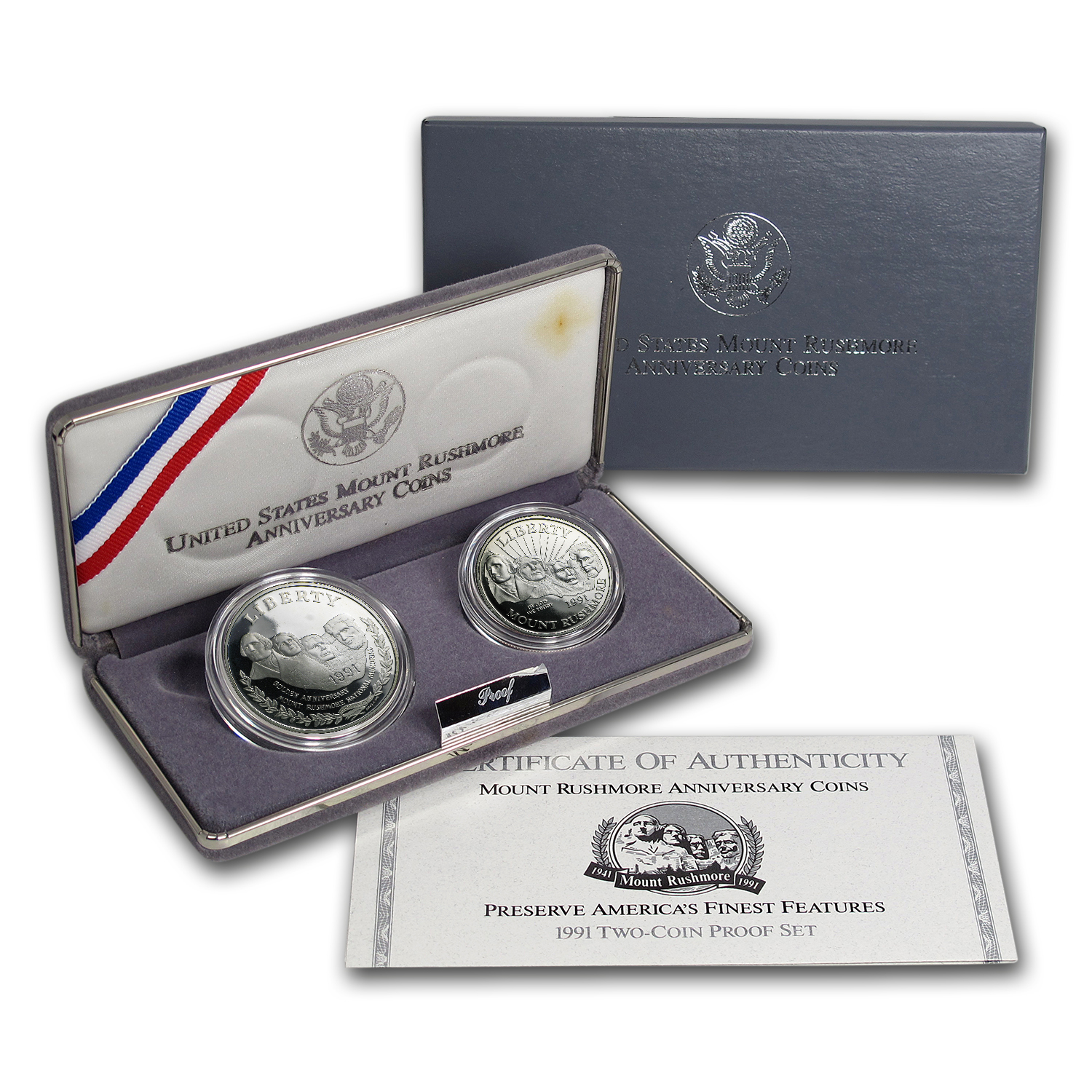 Buy 1991 2-Coin Mount Rushmore Proof Set (w/Box & COA)