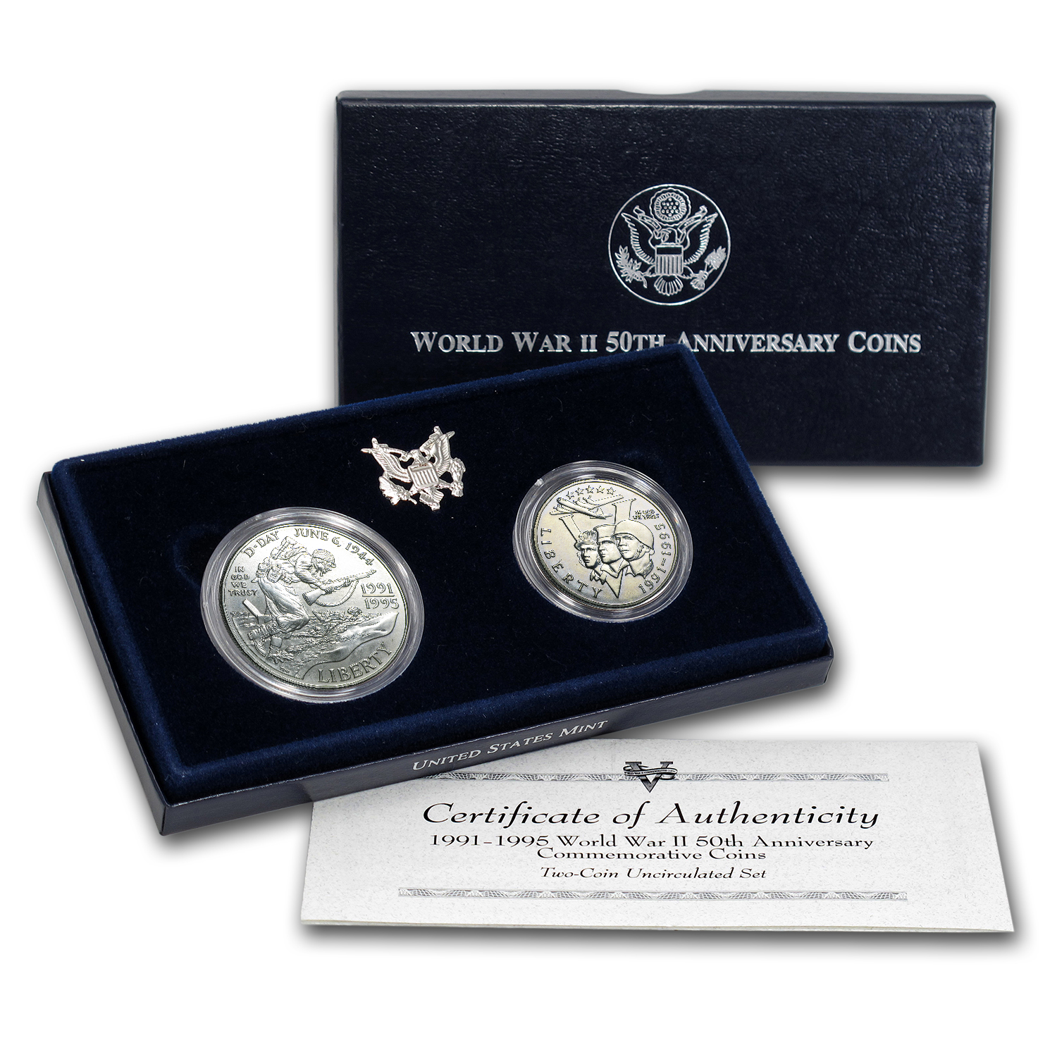 Buy 1991-1995 2-Coin World War II Set BU (w/Box & COA)