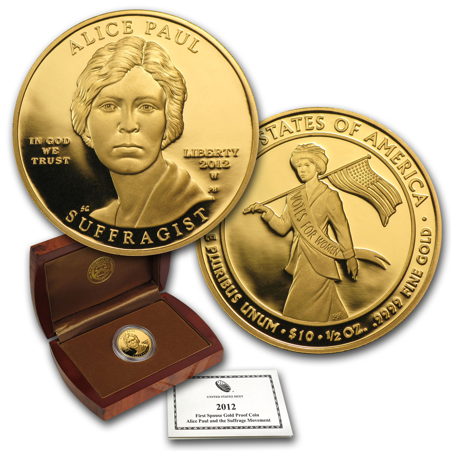 Buy 2012-W 1/2 oz Proof Gold Alice Paul (w/Box & COA)