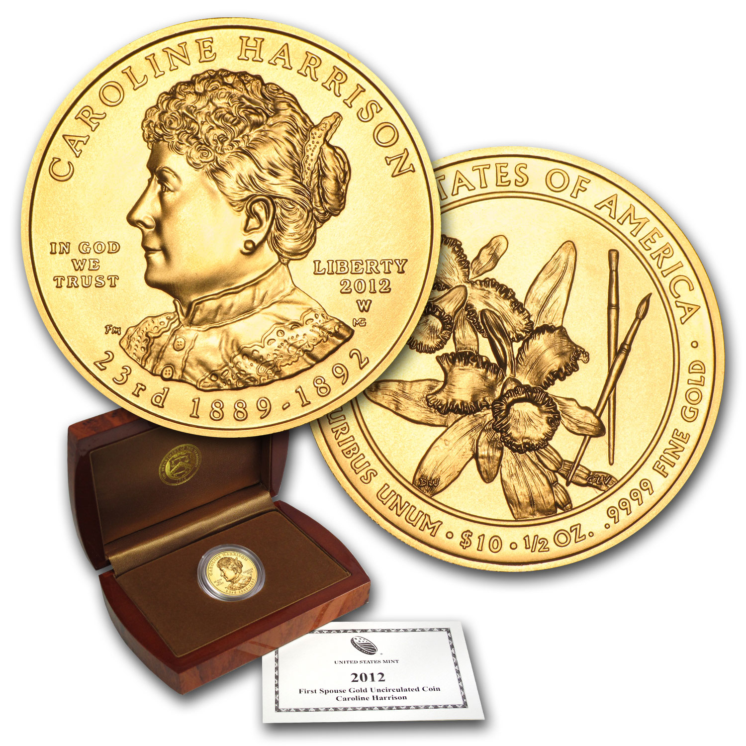 Buy 2012-W 1/2 oz Gold Caroline Harrison BU (w/Box & COA)