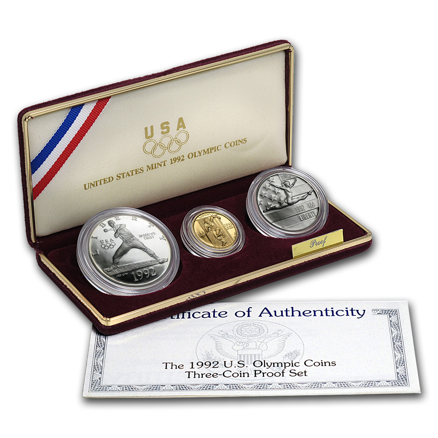 Buy 1992 3-Coin Commem Olympic Proof Set (w/Box & COA) - Click Image to Close