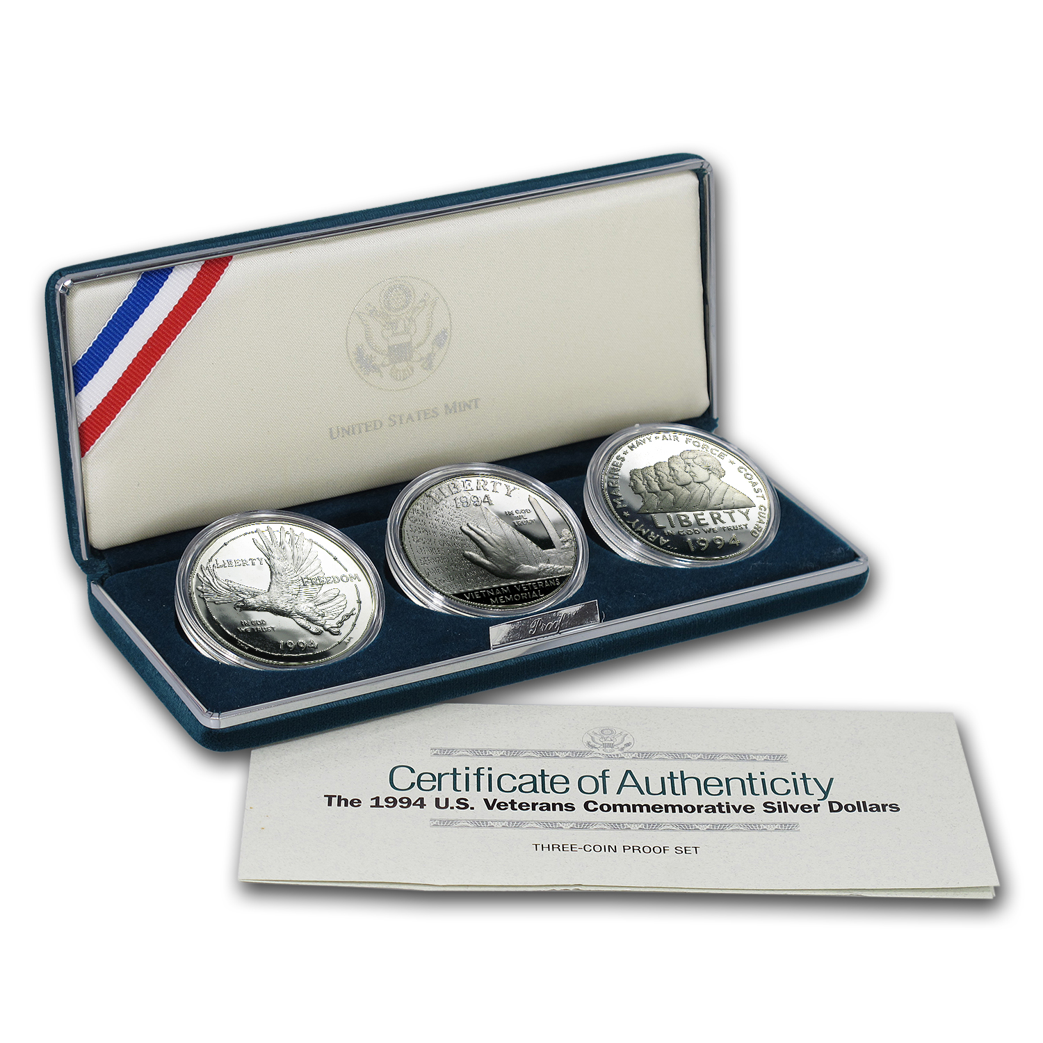 Buy 1994-P 3-Coin U.S. Veterans Proof Set (w/Box & COA)