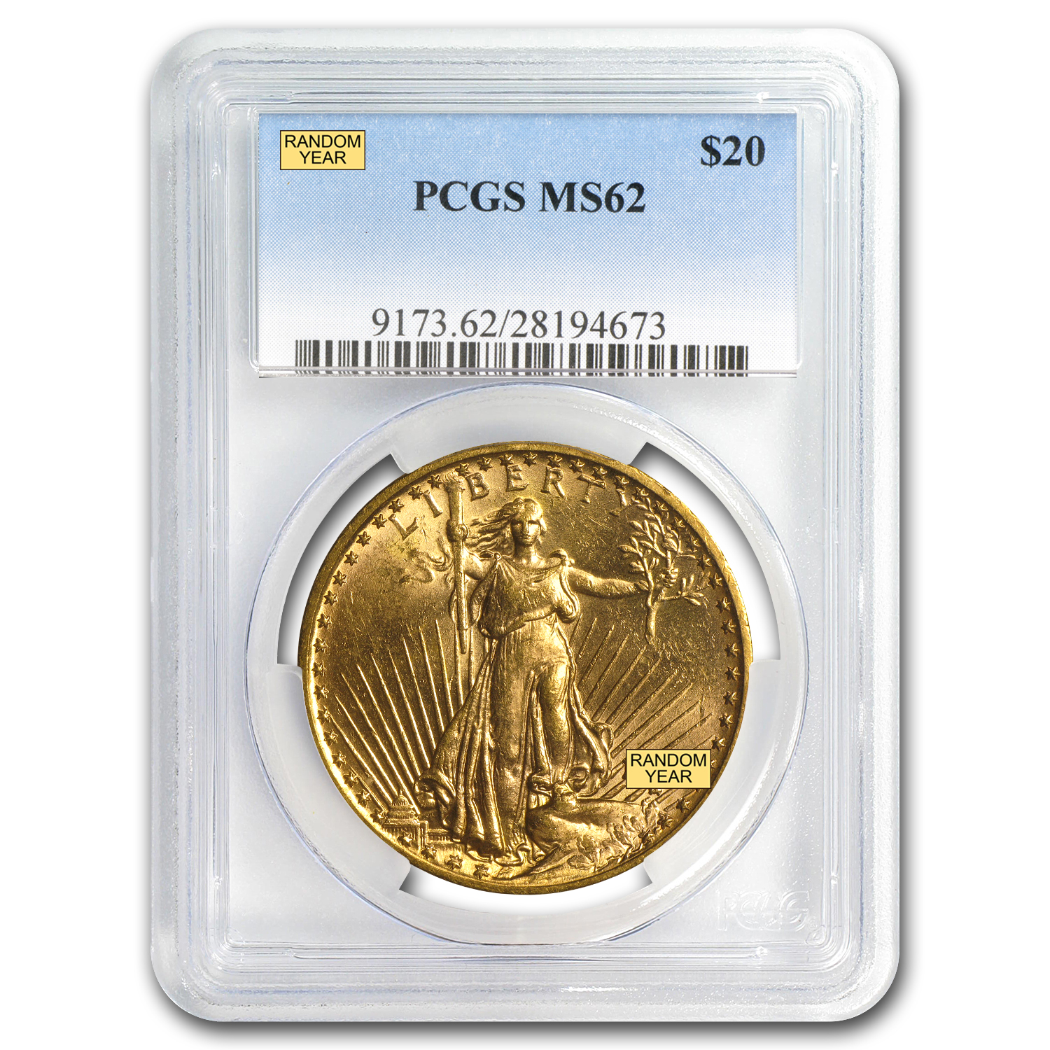 Buy $20 Saint-Gaudens Gold Double Eagle MS-62 PCGS (Random)