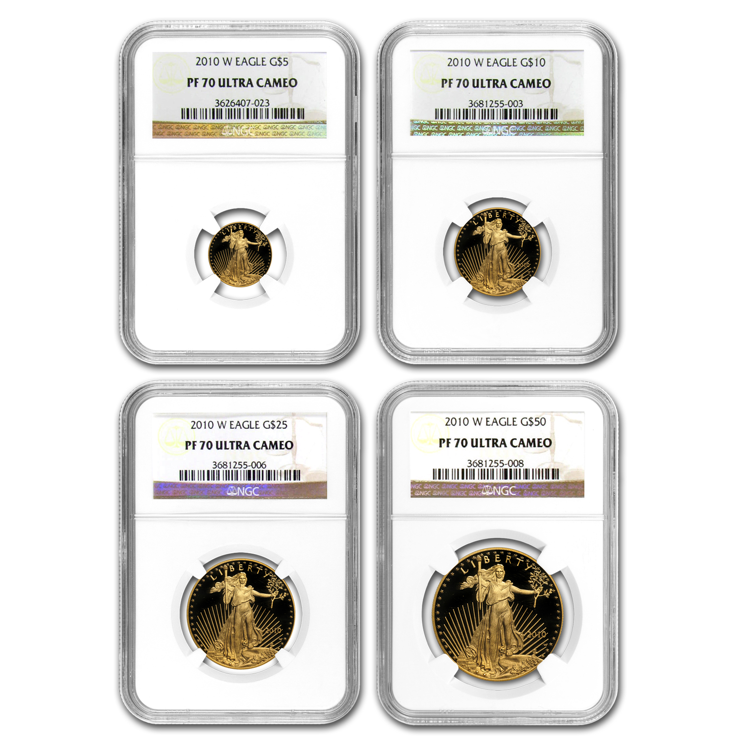 Buy 2010-W 4-Coin Proof American Gold Eagle Set PF-70 NGC