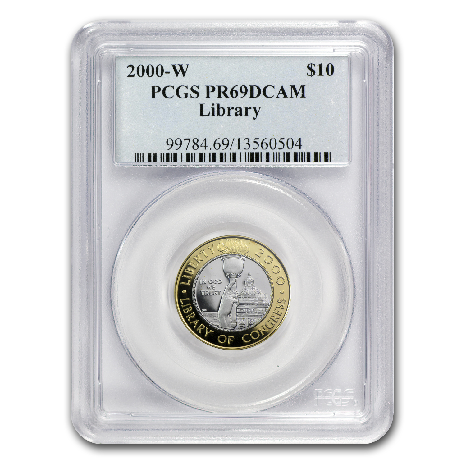Buy 2000-W Gold/Platinum $10 Commem Library of Congress PR-69 PCGS