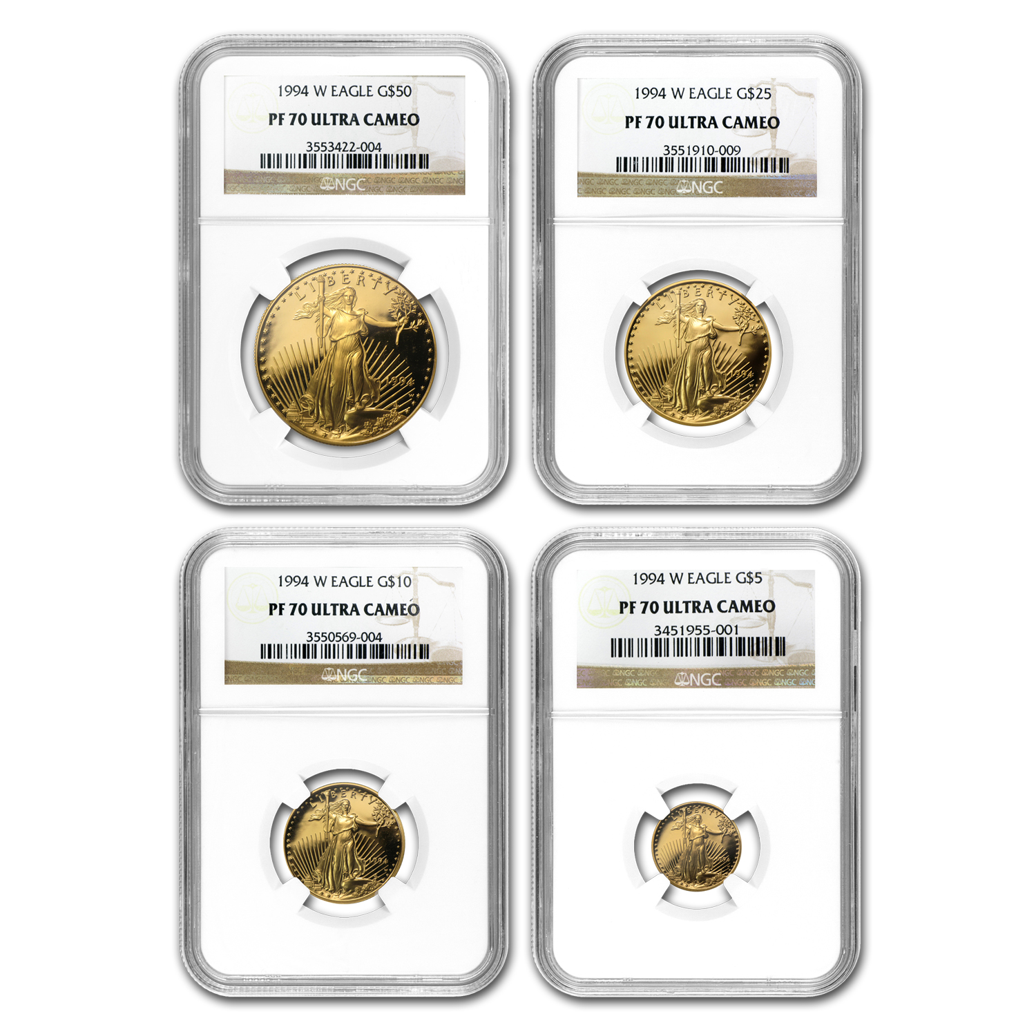 Buy 1994-W 4-Coin Proof American Gold Eagle Set PF-70 NGC