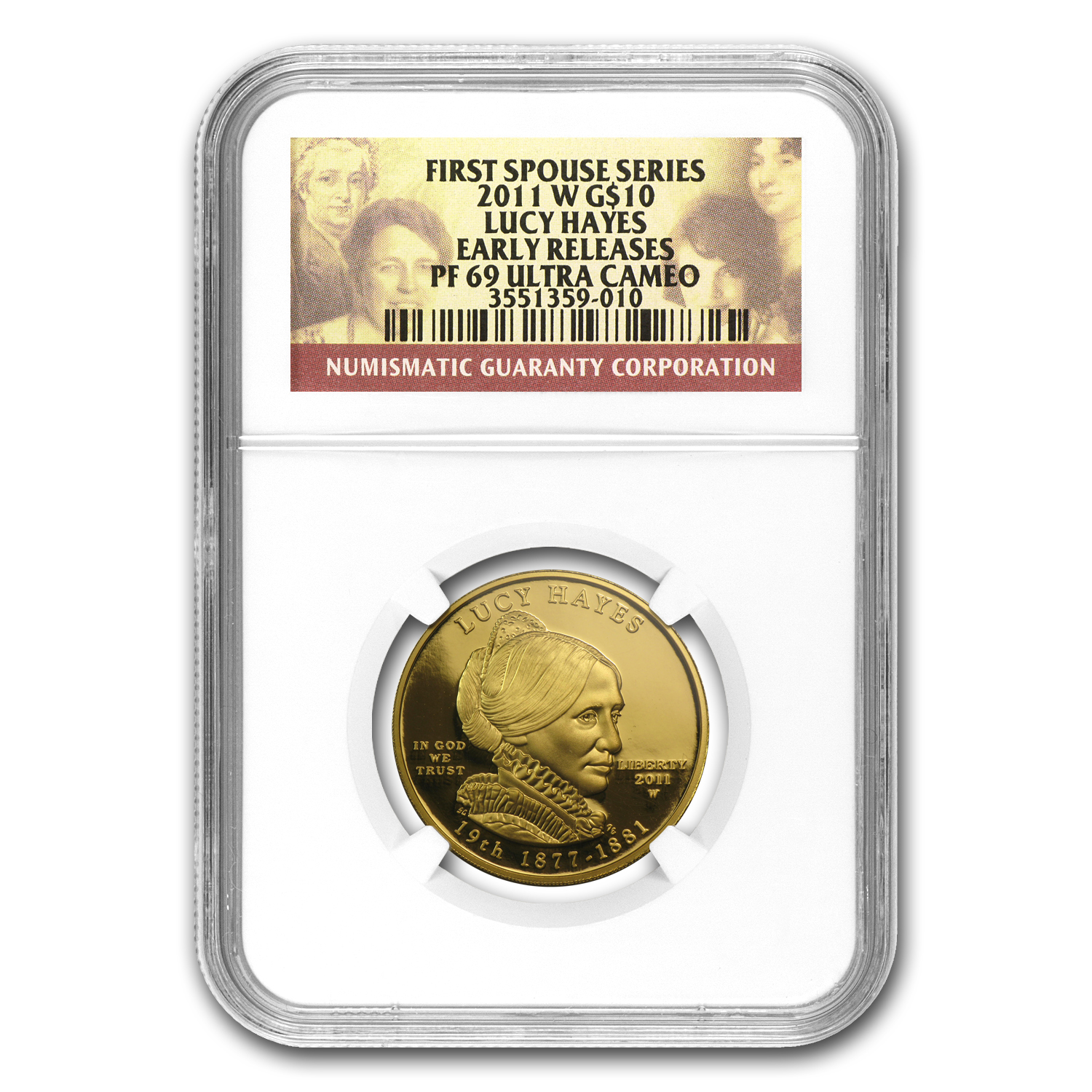 Buy 2011-W 1/2 oz Proof Gold Lucy Hayes PF-69 NGC