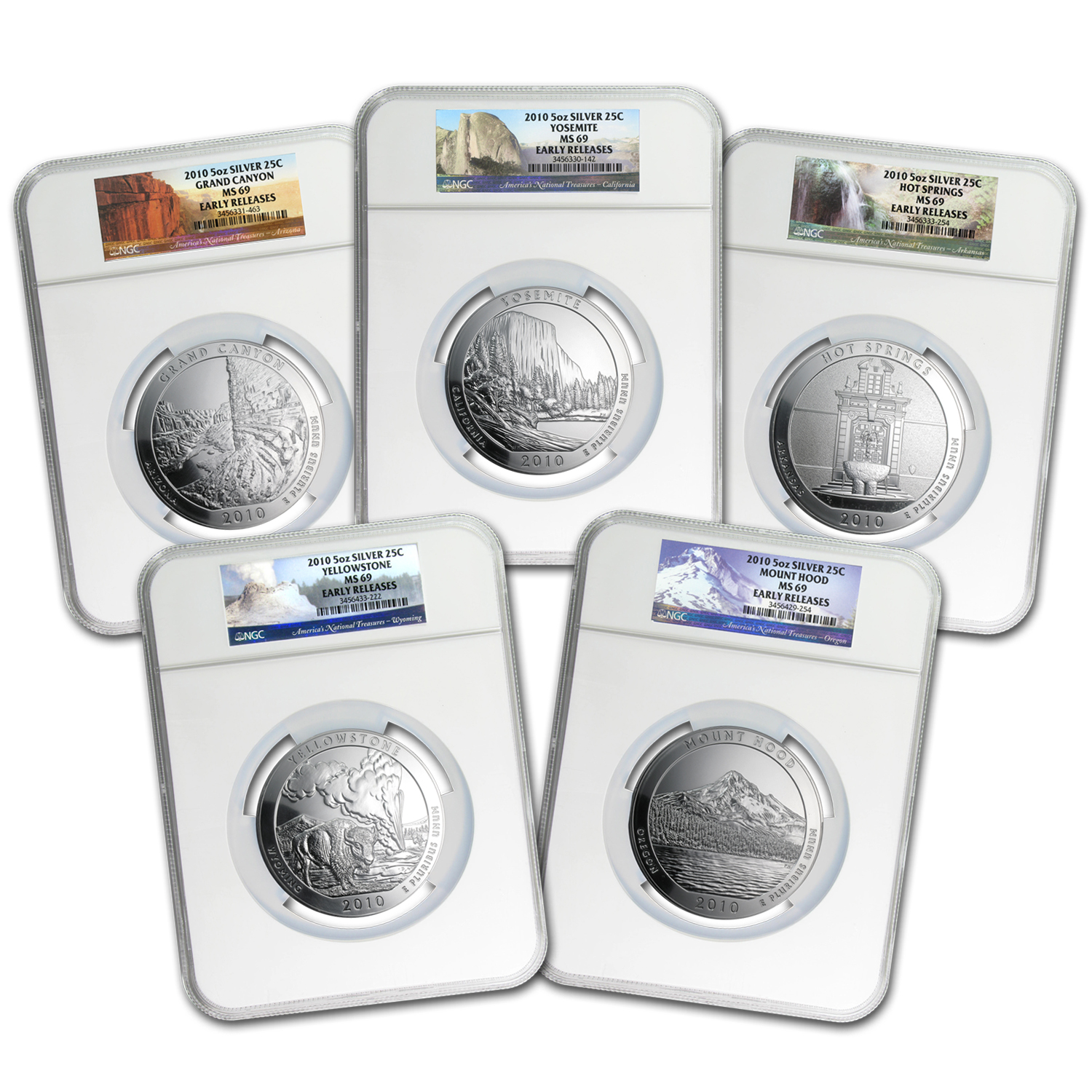 Buy 2010 5-Coin 5 oz Silver ATB Set MS-69 NGC (Early Releases) - Click Image to Close