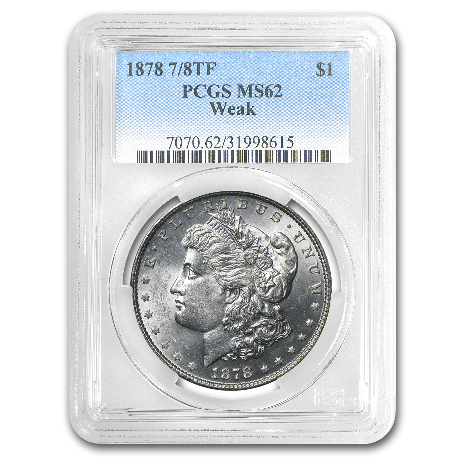 Buy 1878 Morgan Dollar 7/8 TF MS-62 PCGS (Weak)