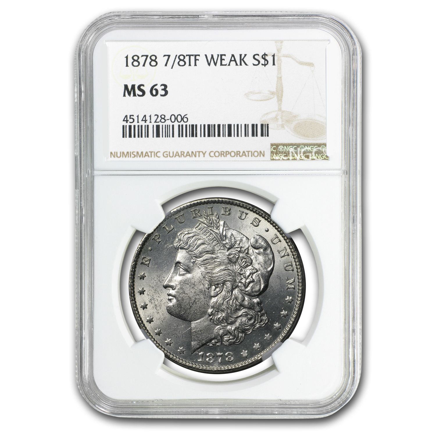 Buy 1878 Morgan Dollar 7/8 TF MS-63 NGC (Weak)