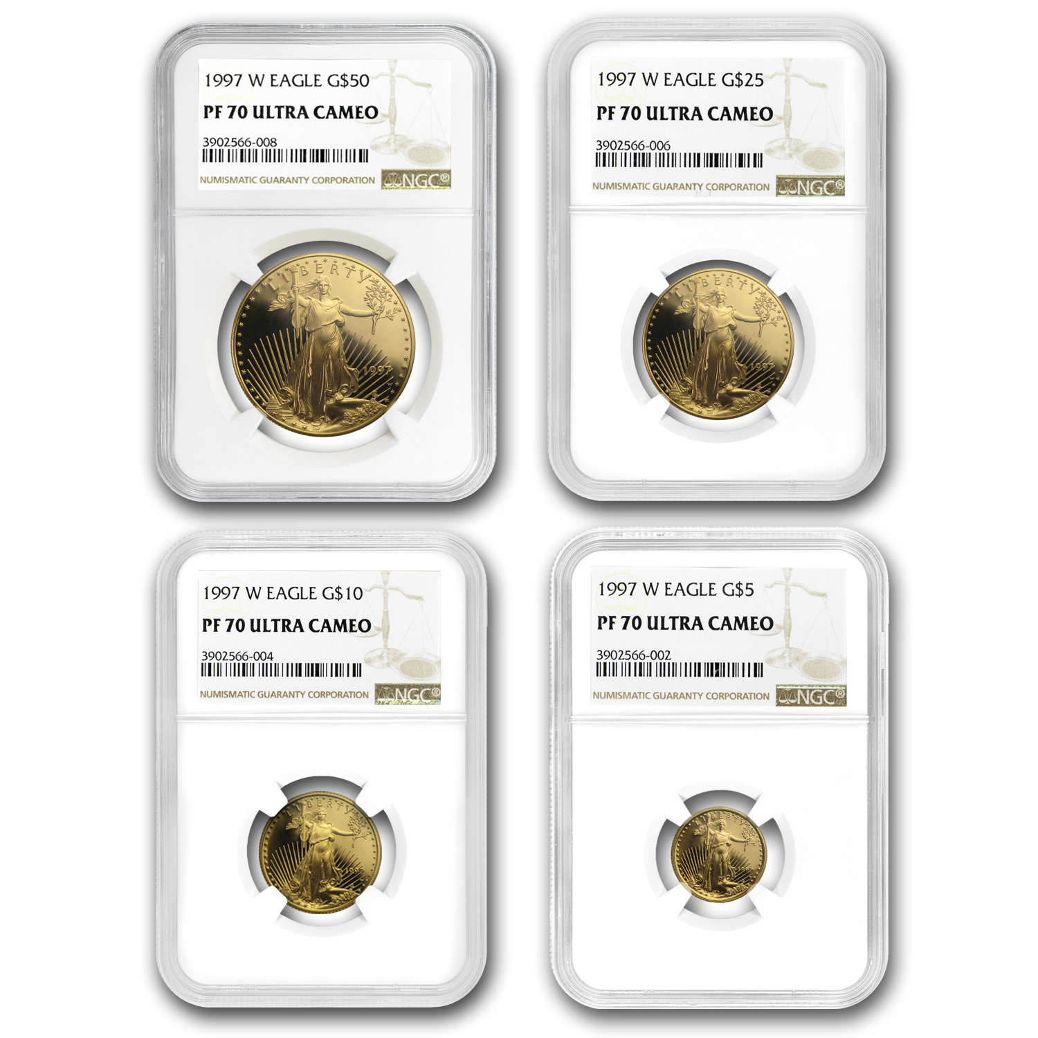 Buy 1997-W 4-Coin Proof American Gold Eagle Set PF-70 NGC