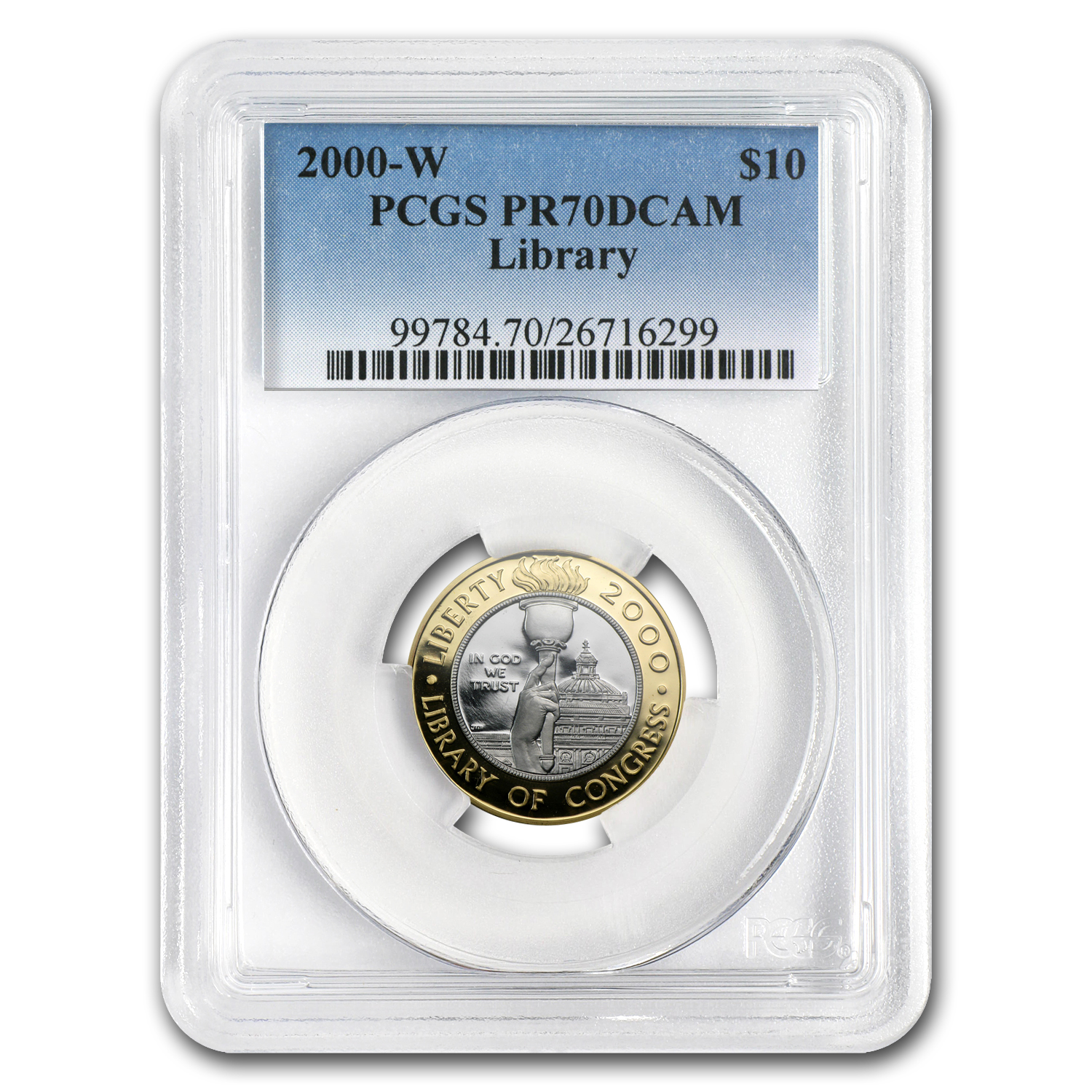 Buy 2000-W Gold/Platinum $10 Commem Library of Congress PR-70 PCGS