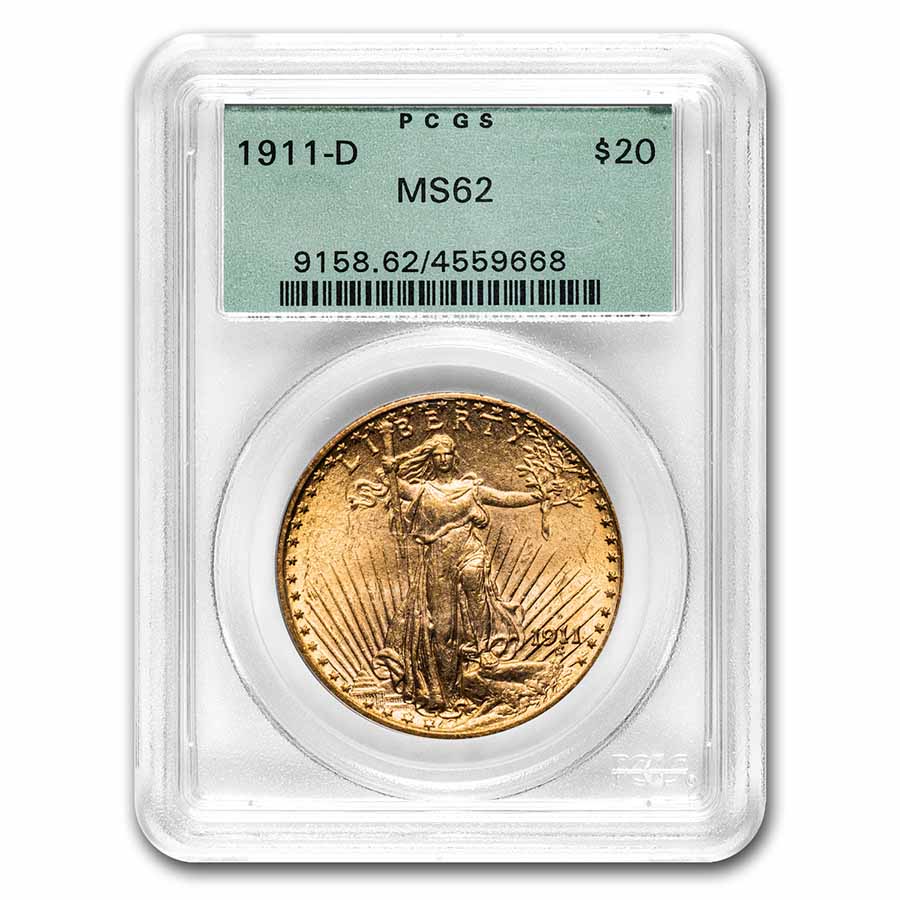 Buy 1911-D $20 Saint-Gaudens Gold Double Eagle MS-62 PCGS