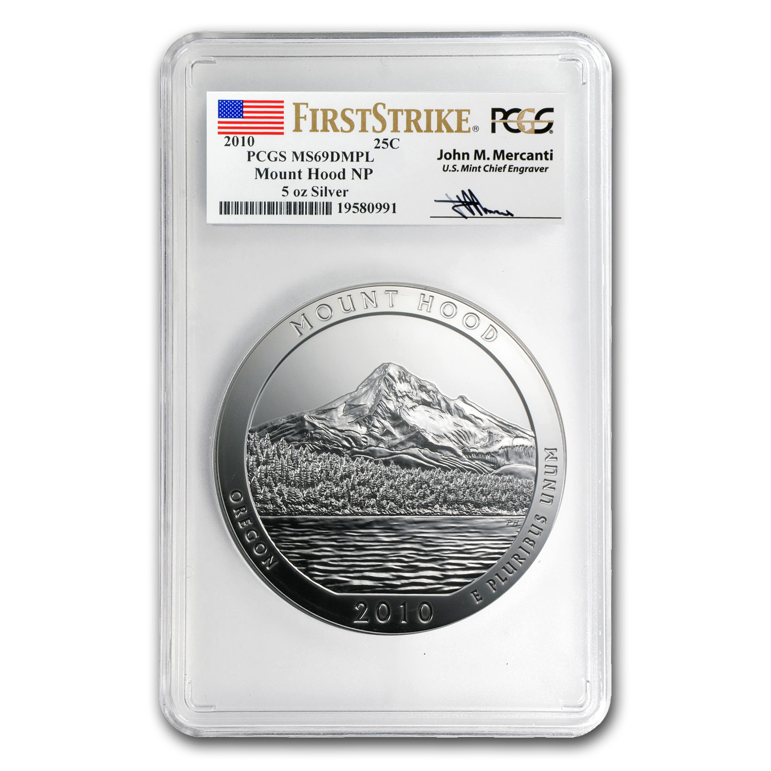 Buy 2010 5 oz Silver ATB Mount Hood MS-69 DMPL PCGS (FS, Mercanti)