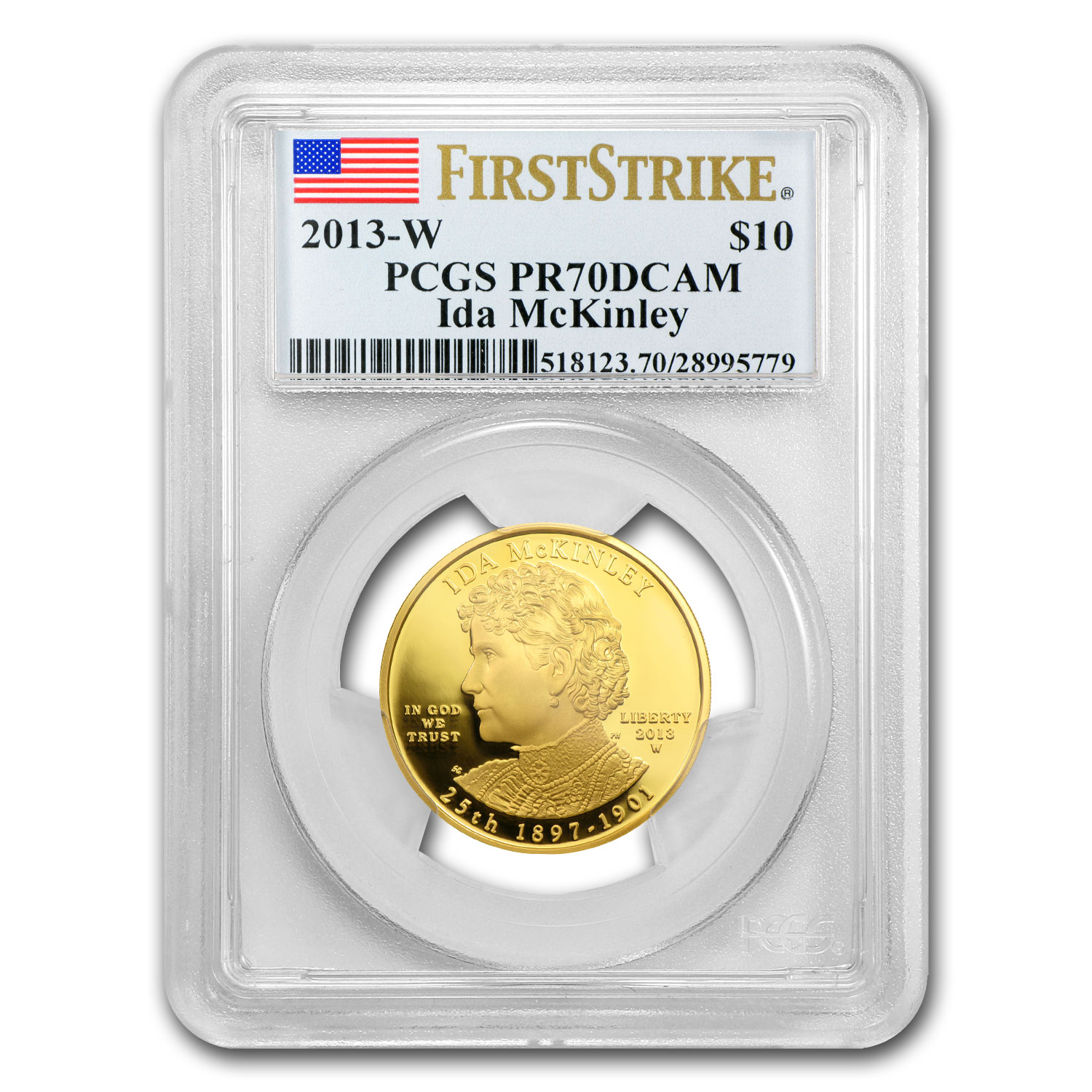 Buy 2013-W 1/2 oz Proof Gold Ida McKinley PR-70 PCGS (FS)