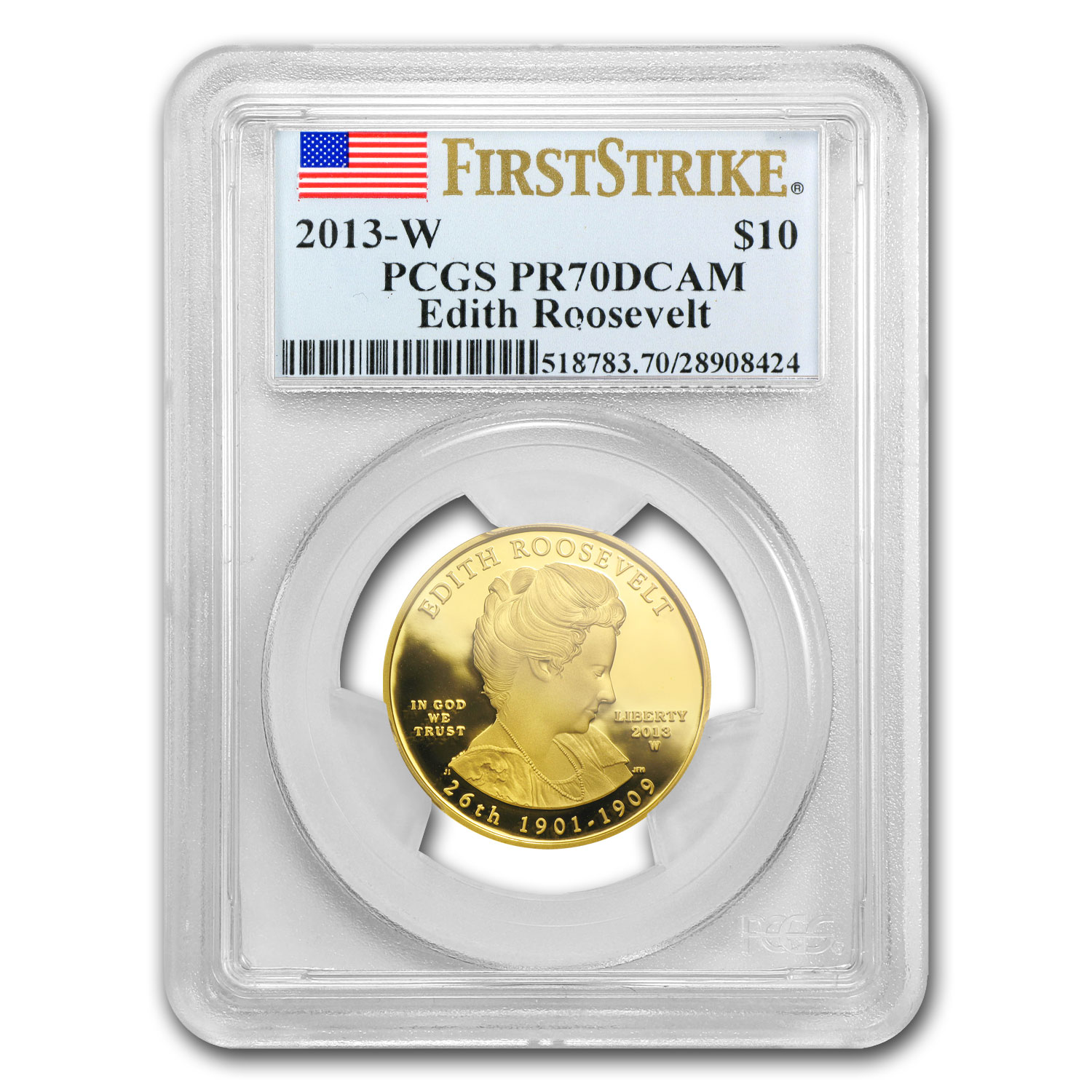 Buy 2013-W 1/2 oz Proof Gold Edith Roosevelt PR-70 PCGS (FS)