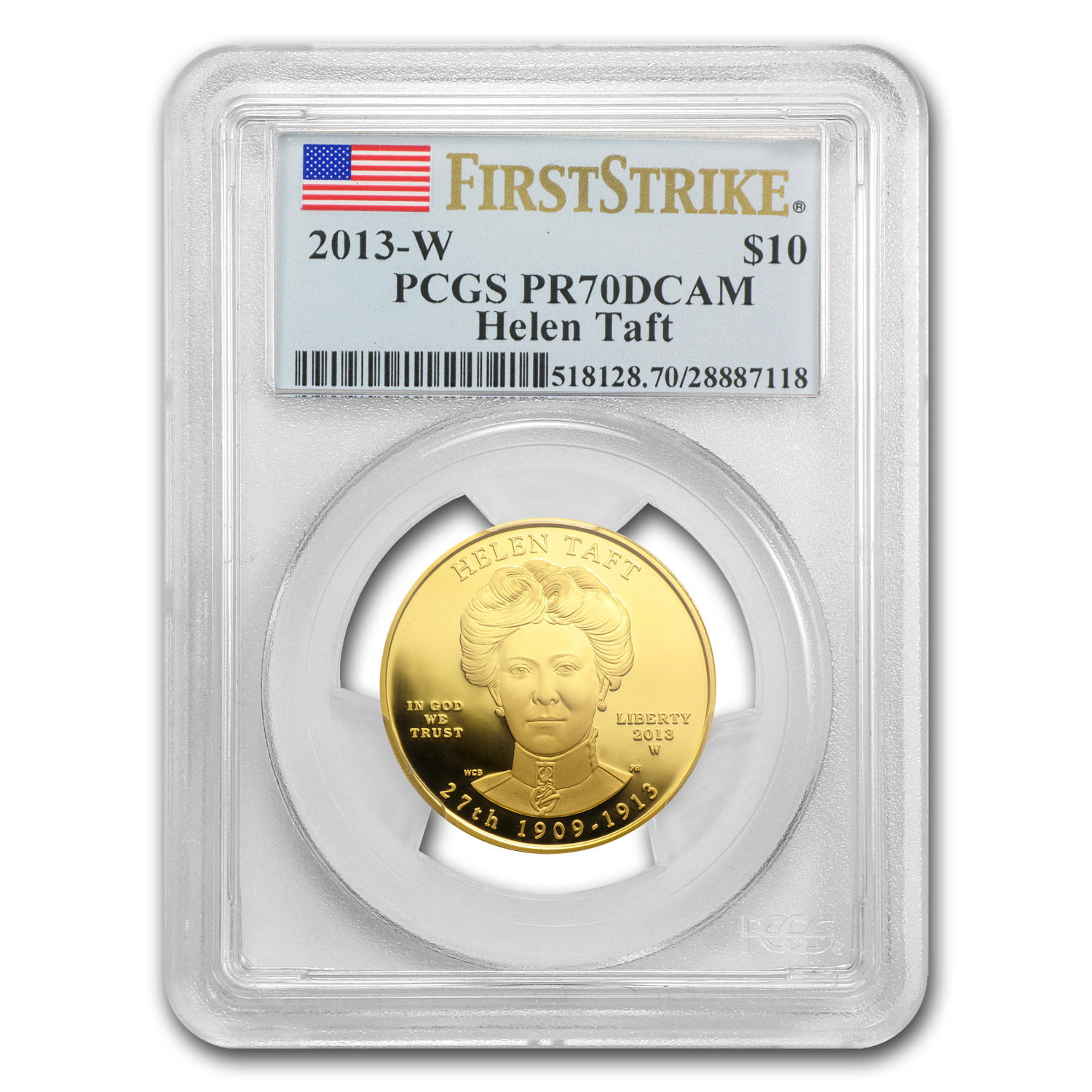 Buy 2013-W 1/2 oz Proof Gold Helen Taft PR-70 PCGS (FS)