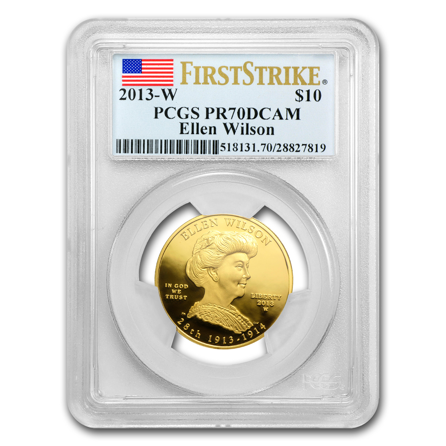 Buy 2013-W 1/2 oz Proof Gold Ellen Wilson PR-70 PCGS (FS)