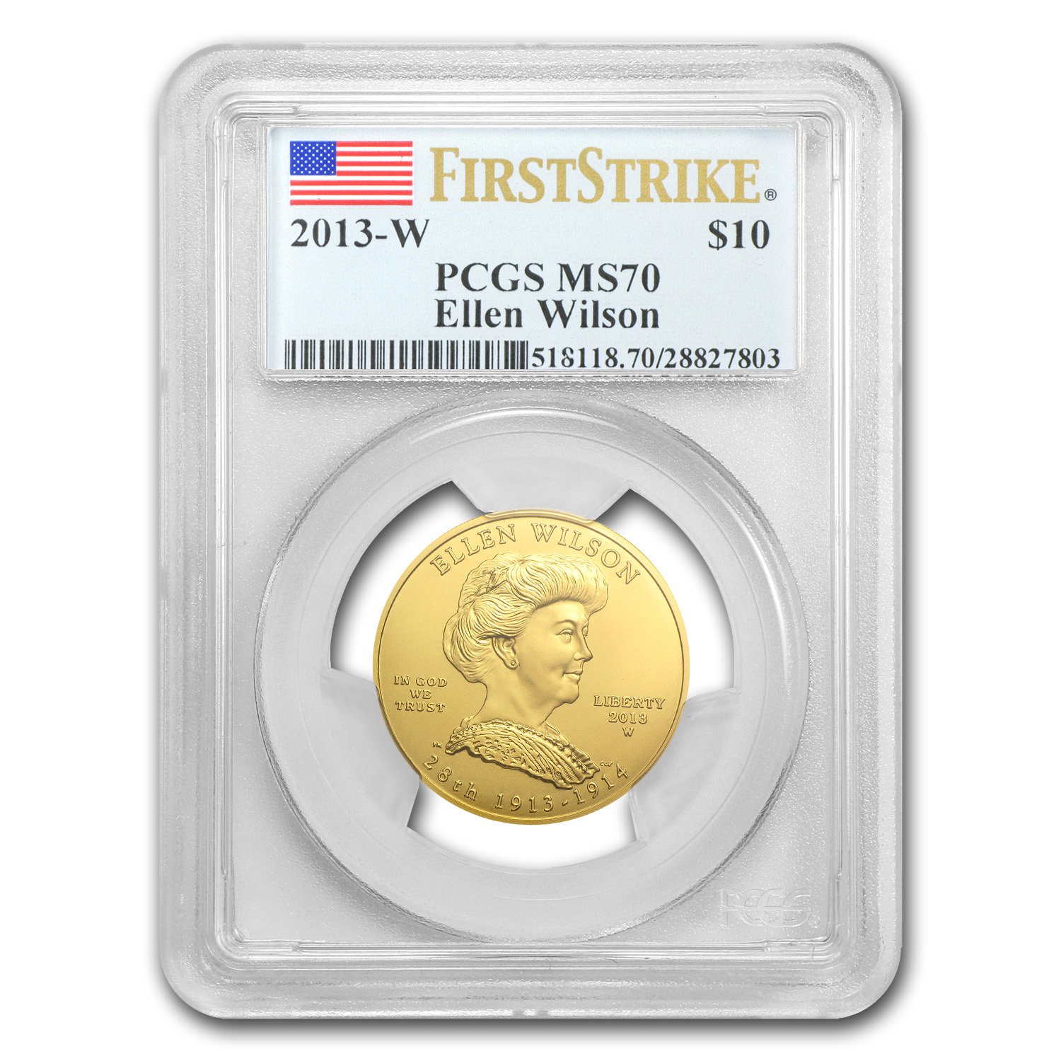 Buy 2013-W 1/2 oz Gold Ellen Wilson MS-70 PCGS (FirstStrike?)