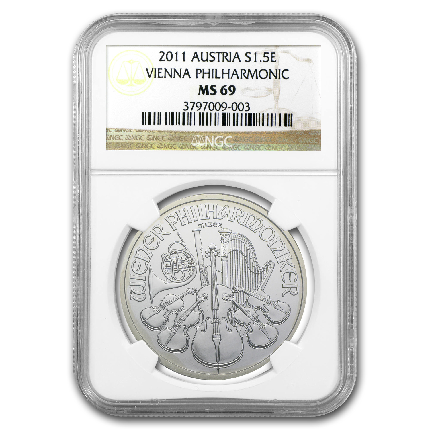 Buy 2011 Austria 1 oz Silver Philharmonic MS-69 NGC