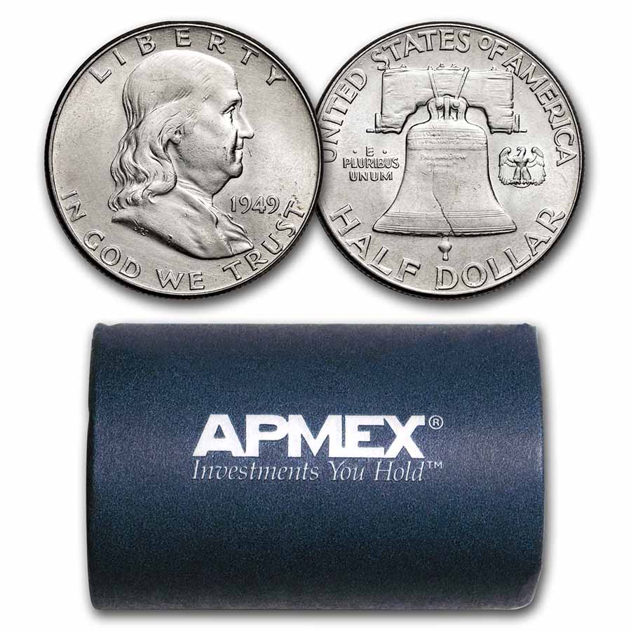 Buy 1949 Franklin Half Dollar 20-Coin Roll AU