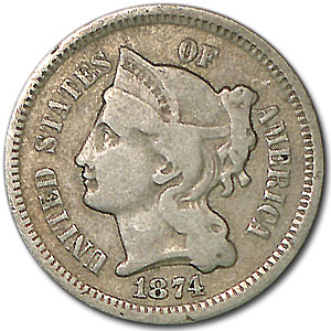 Buy 1874 3 Cent Nickel Fine - Click Image to Close